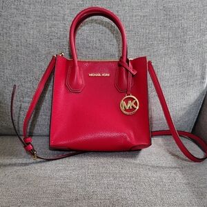 Michael Kors Red Mercer Messenger Bag.